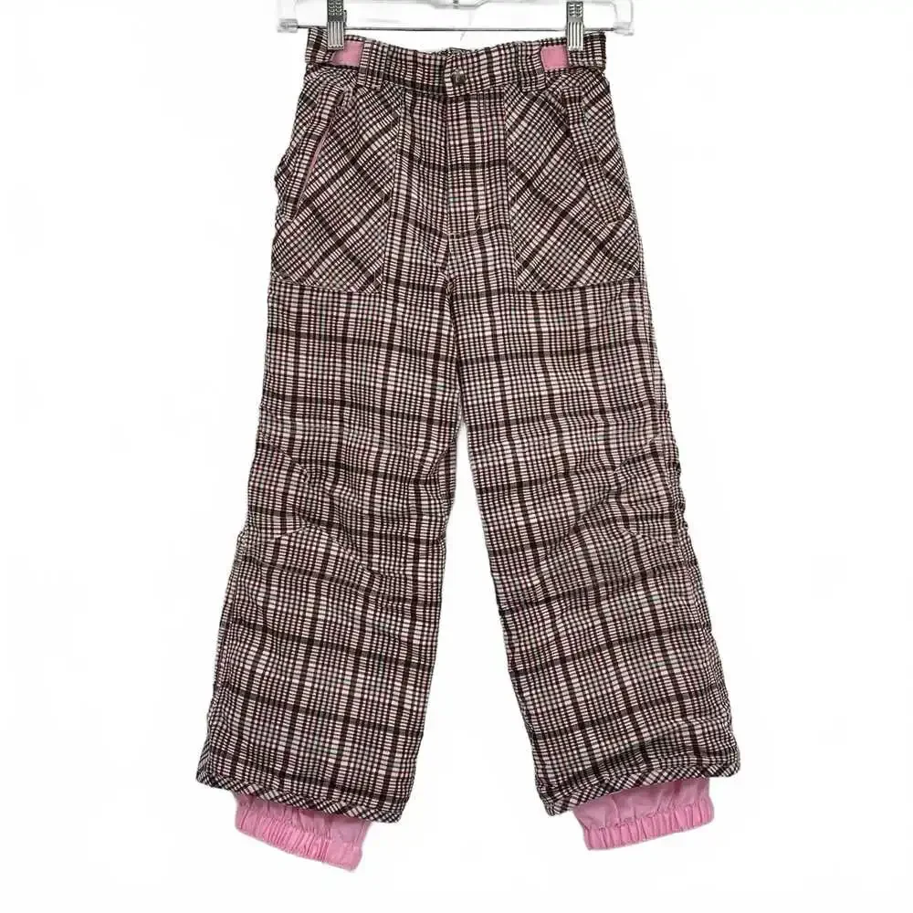 Cherokee Pink Brown Plaid Snow Pants | Girls’ S Regular
